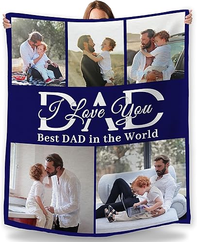 Artsadd Regalos para papá, mantas personalizadas con fotos, texto, mantas personalizadas para el mejor papá del mundo, manta de franela