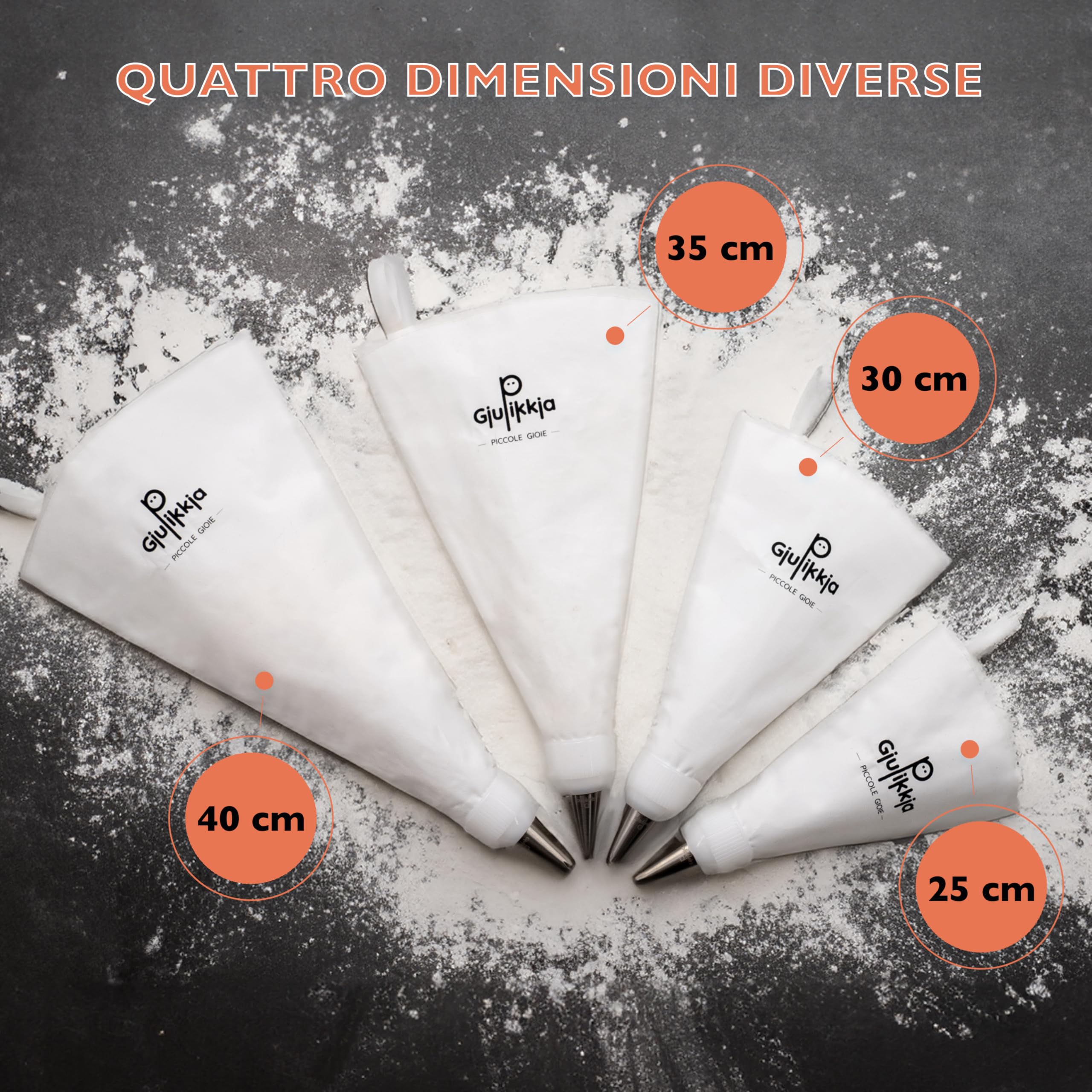 GIUPIKKIA Sac a Poche Riutilizzabile con beccucci sac a poche (4 Sac a Poche + 6 ugelli + 4 connettori)