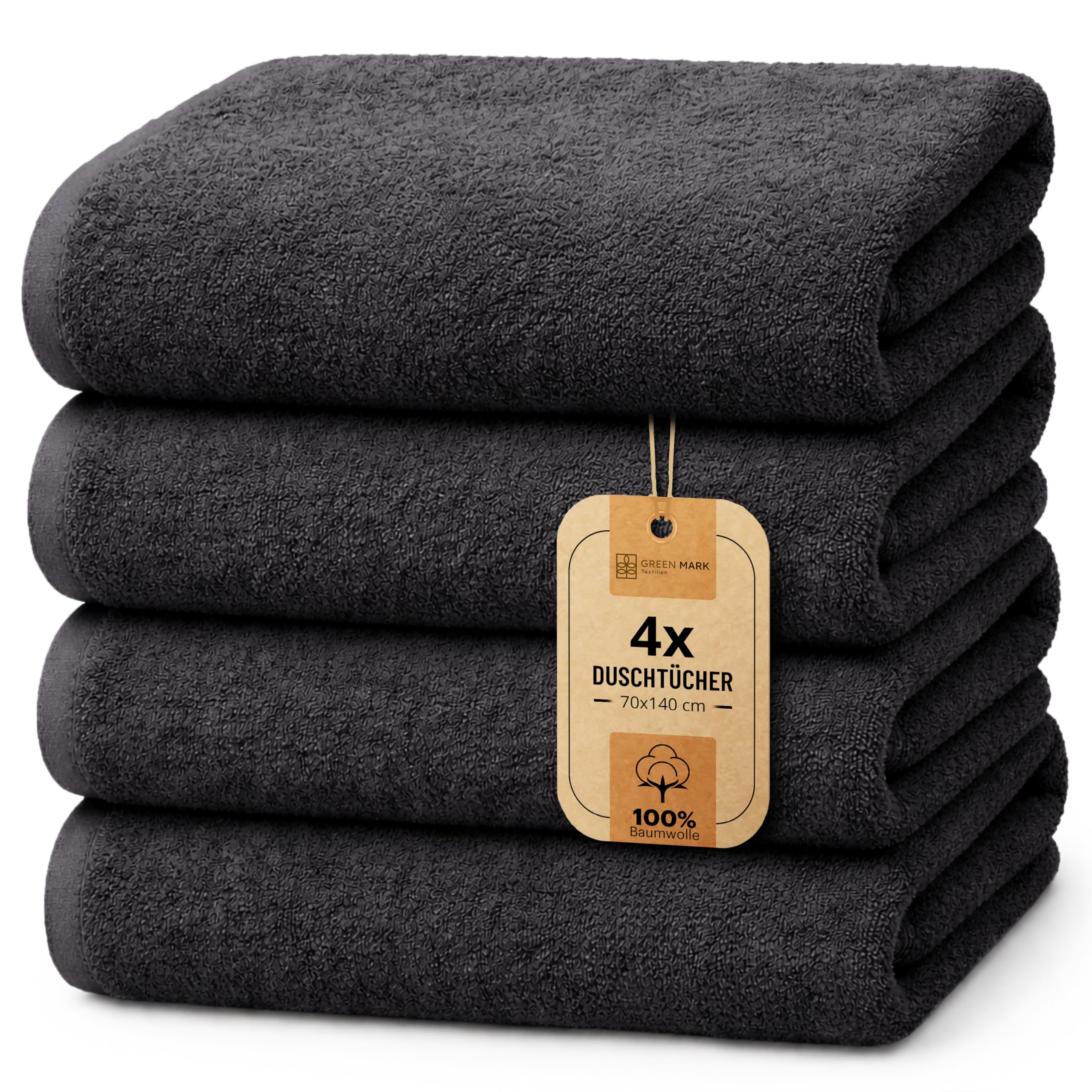 NatureMark 4er Duschtuch-Set – weiche und saugfähige Duschtücher aus 100% Baumwolle, geeignet für den täglichen Gebrauch –