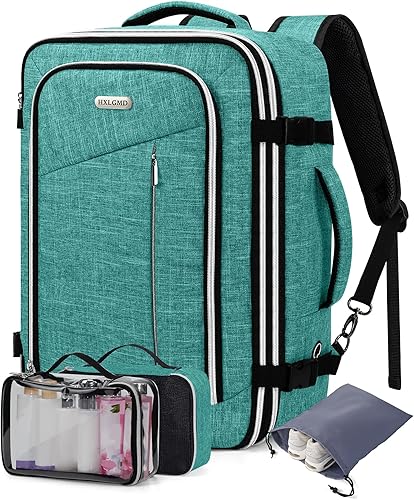 Vista 55 de Mochila de viaje para hombres y mujeres, mochila de transporte aprobada por vuelo, mochila para laptop de 17 pulgadas, bolsa grande, Verde, Mochilas