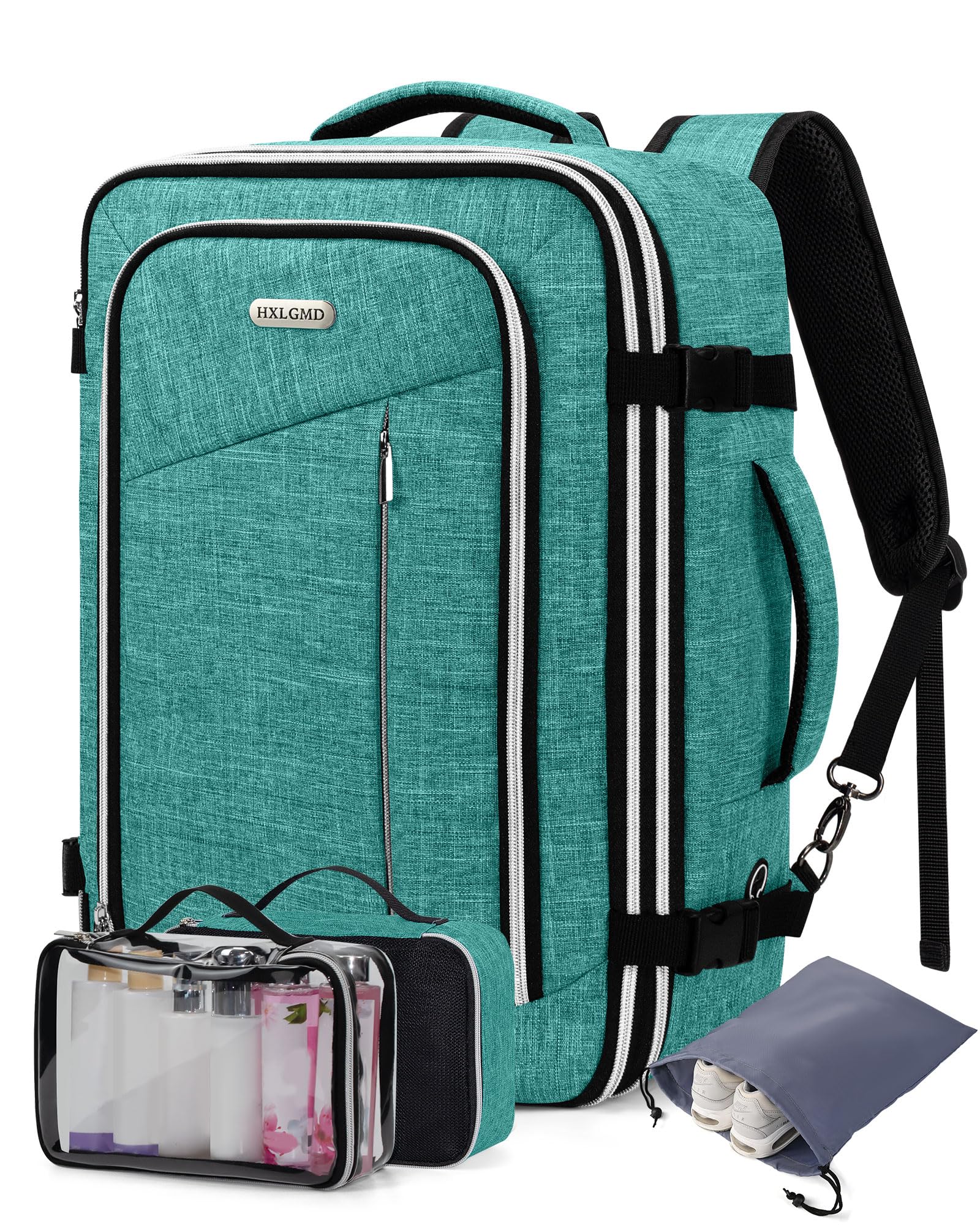 Travel Carry On 17.5" Laptop Expandable Backpack for Men Women, Personal Item Bag Waterproof Airline Approved with USB Charging Hole 3 Packing Cubes,