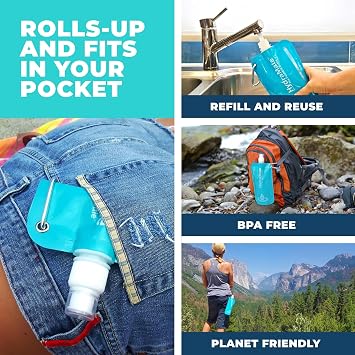 HydraMate Collapsible Water Bottle - Foldable Water Bottle - 750ml (2 Pack)