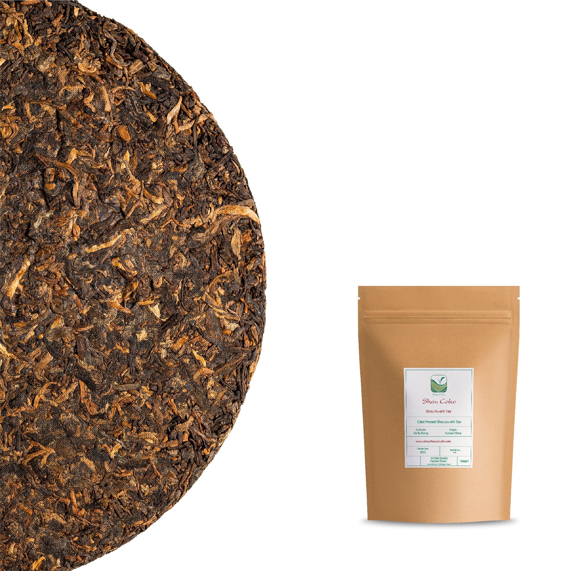 Shou Pu-erh Tea Cake Pressed - Fermented Pu Er Red Tea - Ripend Puh Er - Puer Loose Leaf Tea