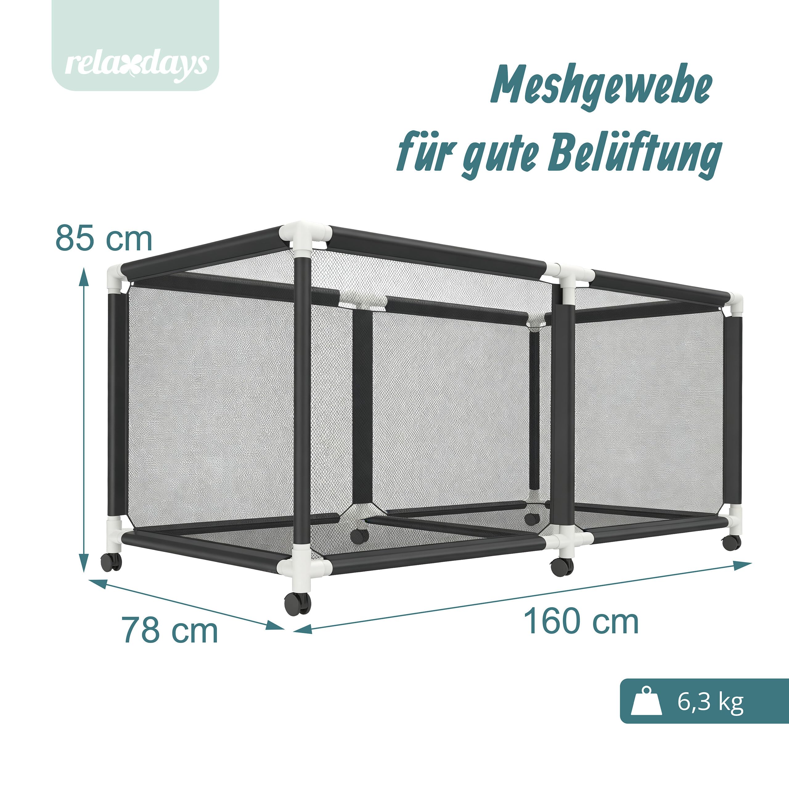 Relaxdays Ballwagen, 4 Rollen mit Bremse, Ballkäfig für Fußball, Basketball, Volleyball, Größenauswahl, schwarz