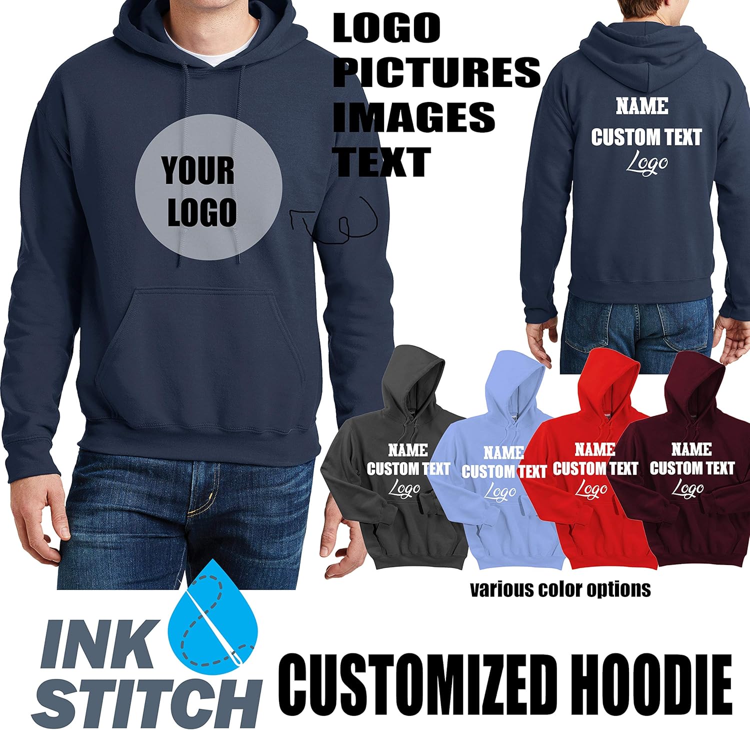 INK STITCH Unisex Design Your Own Hoodie -Custom Hoodies - Team Sweatshirts - Multicolors - Image 4