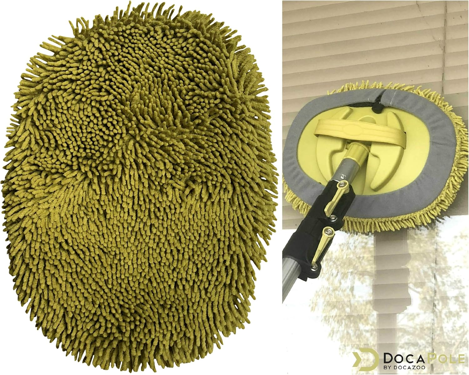 DocaPole Wall Duster | Chenille Microfiber Cleaning Head | for Use by Hand or with an Extension Pole | High Reach Duster for Walls and High Ceilings | Washable Cleaning Cloth (Pole NOT Included)