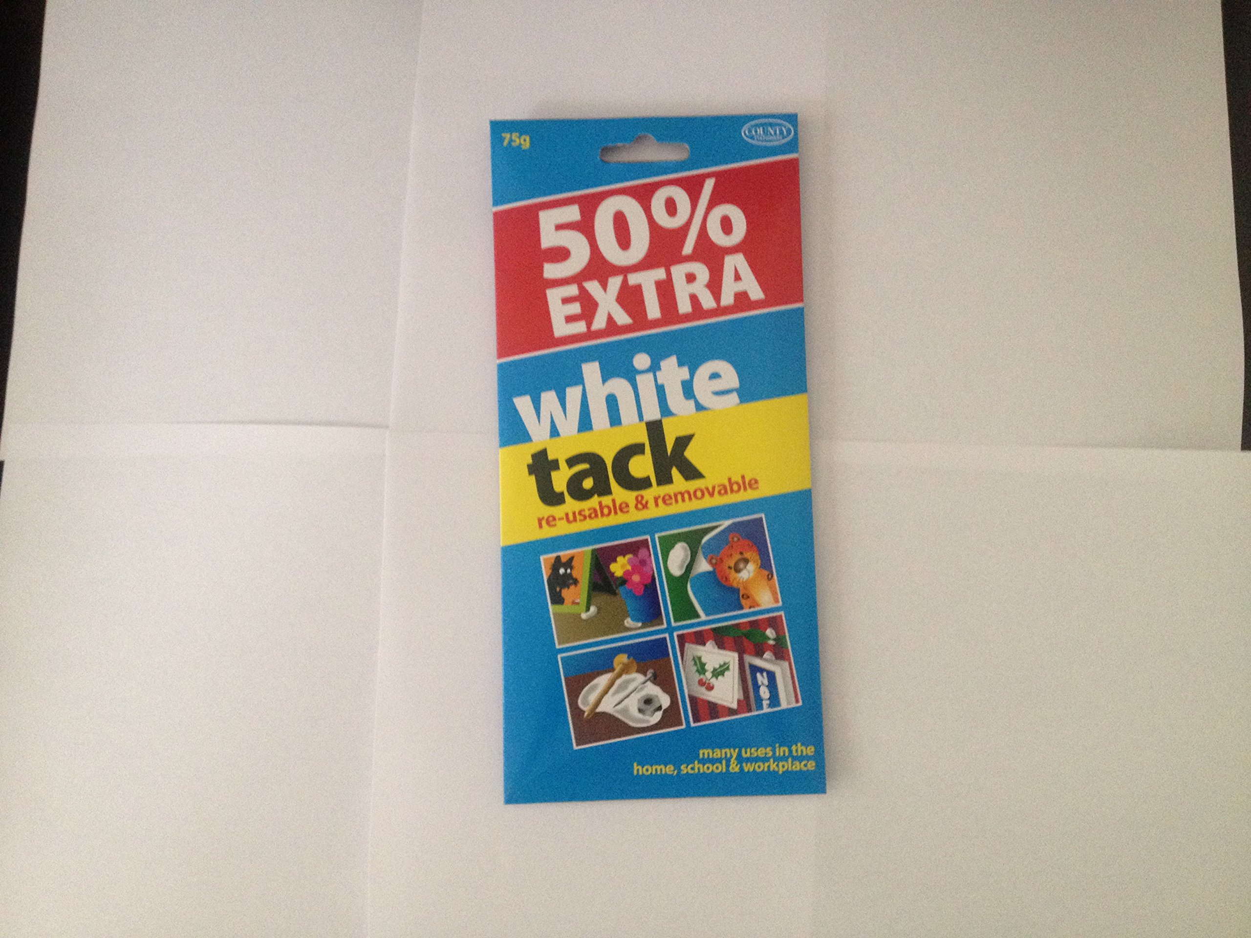 75g White Tack & Extra 50% White Tack re-usable & Removable... Pack of 2.