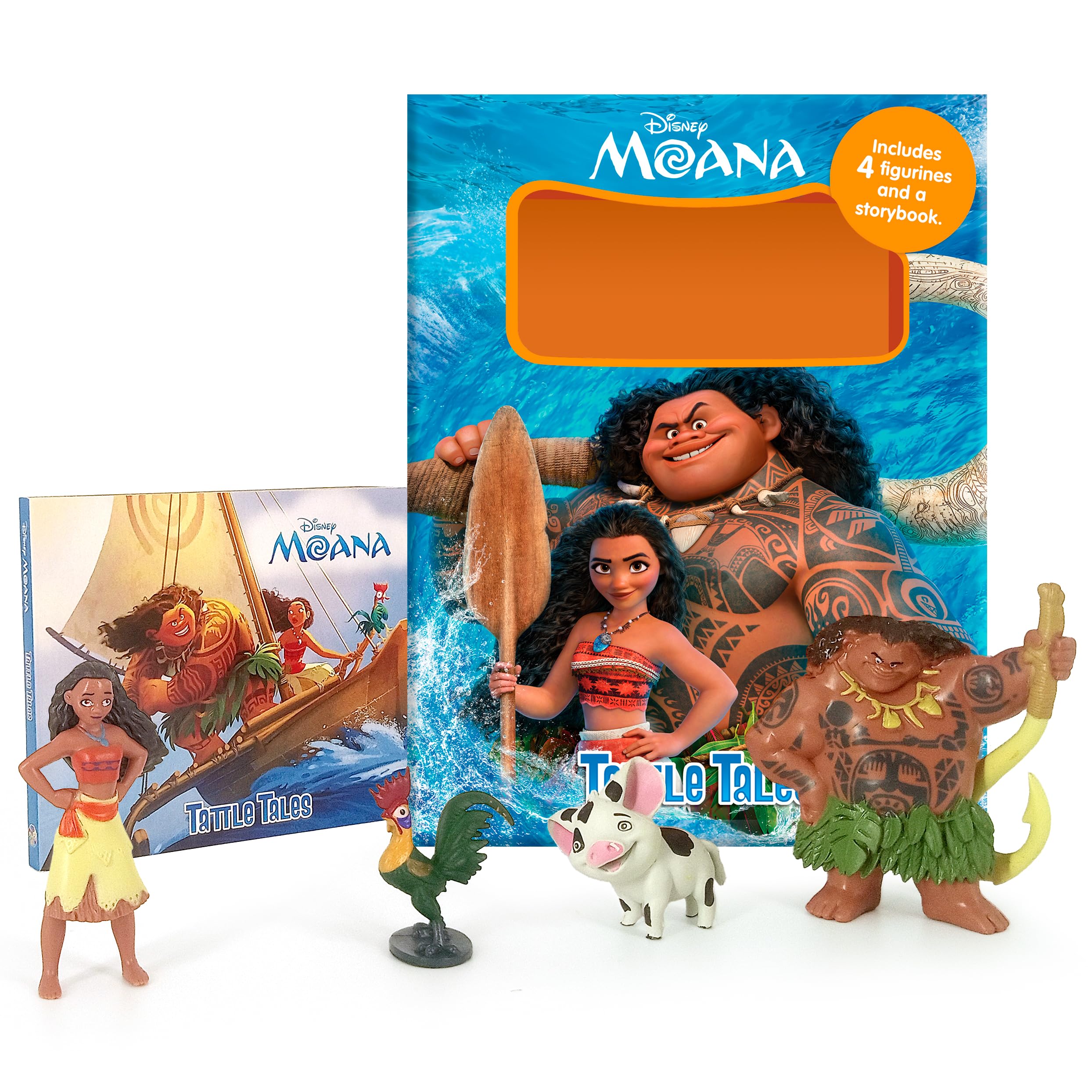 Disney Moana Tattle Tales - Activity Books for kids, 12-page storybook, 4 figurines
