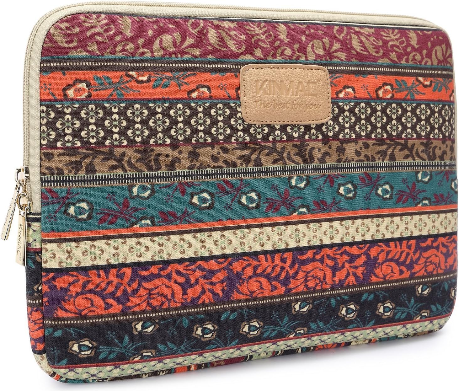 Kinmac New Bohemian Canvas Neoprene Waterproof Laptop Sleeve Case Bag 13 Inch for 13.3 inch laptop