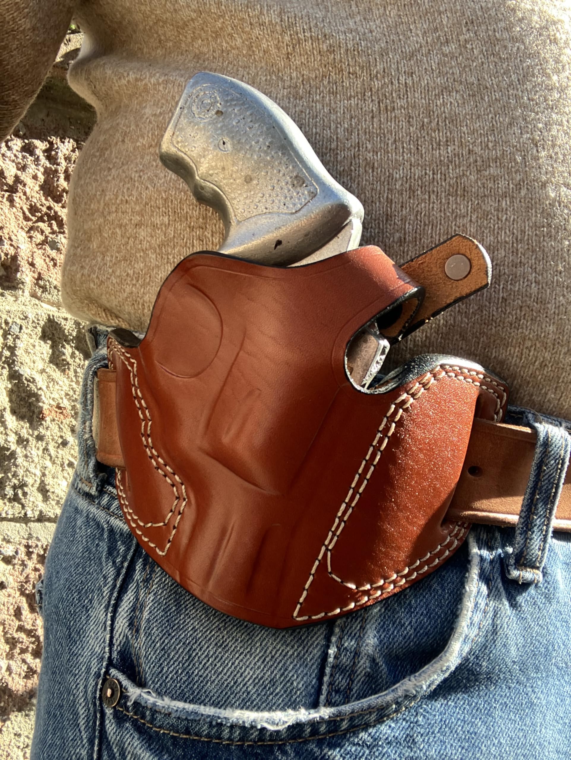Cal38 Leather OWB Holster for Taurus 85 38 Special Tan (Right Hand)