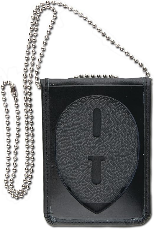 Rothco Leather Neck Identification Badge Holder, Black