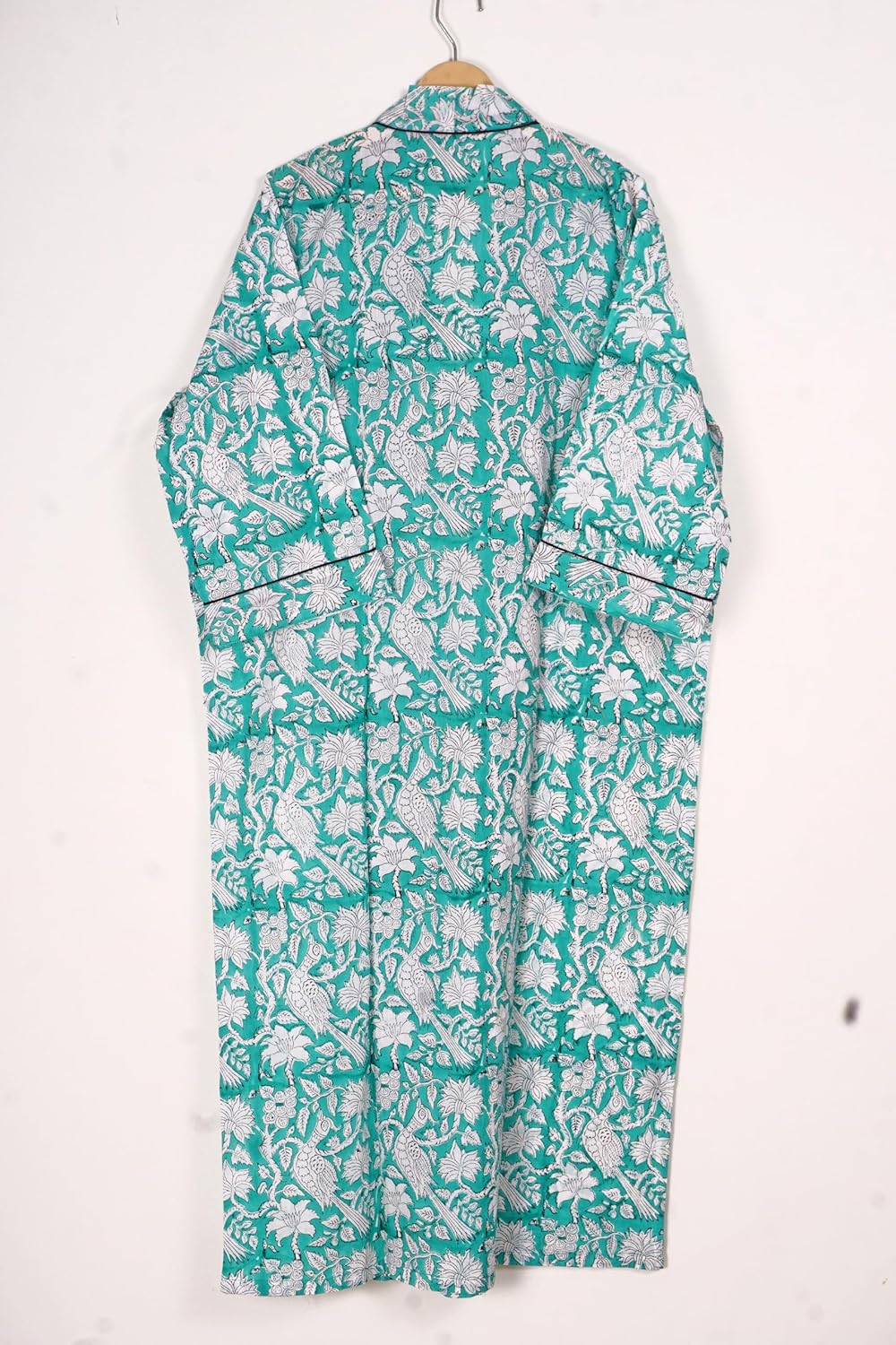 Cotton Hand Block Print Kimono Robes for Women, Long Length Floral Print Nightgown, Bikani cover- up cotton kimono - Image 6