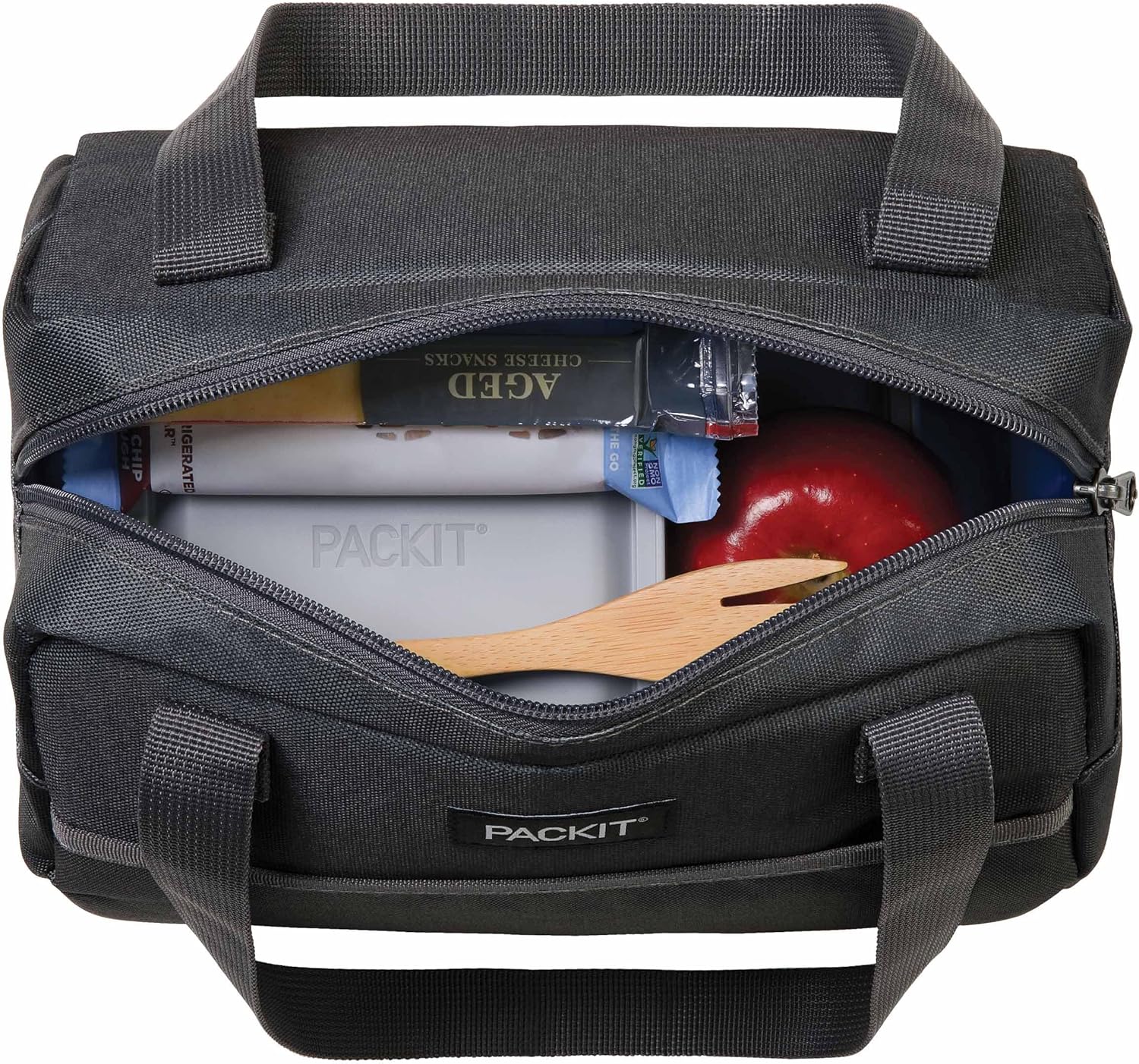 PackIt Freezable Hampton Lunch Bag, City Charcoal, Built with EcoFreeze Technology, Collapsible, Reusable, Zip Closure with Front Pocket and Shoulder Straps, Designed for Fresh Office Lunches - Image 5