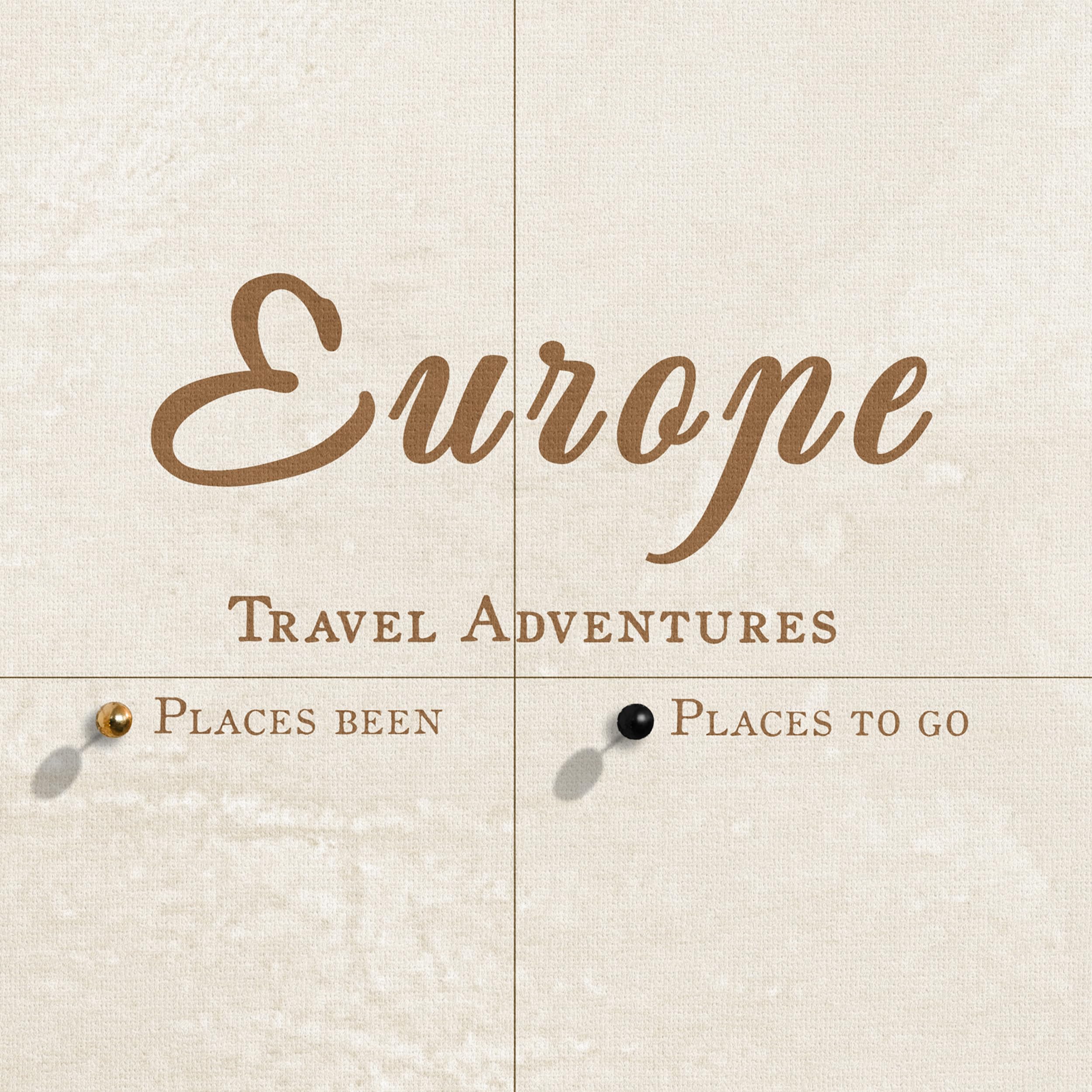 Canvas Europakarte mit Pinnwand Kork zum Pinnen der Reiseziele - Wanddeko für Jeden Raum - Hochwertige Leinwand Bilder mit Europakarte (150x100 cm, Muster 22)