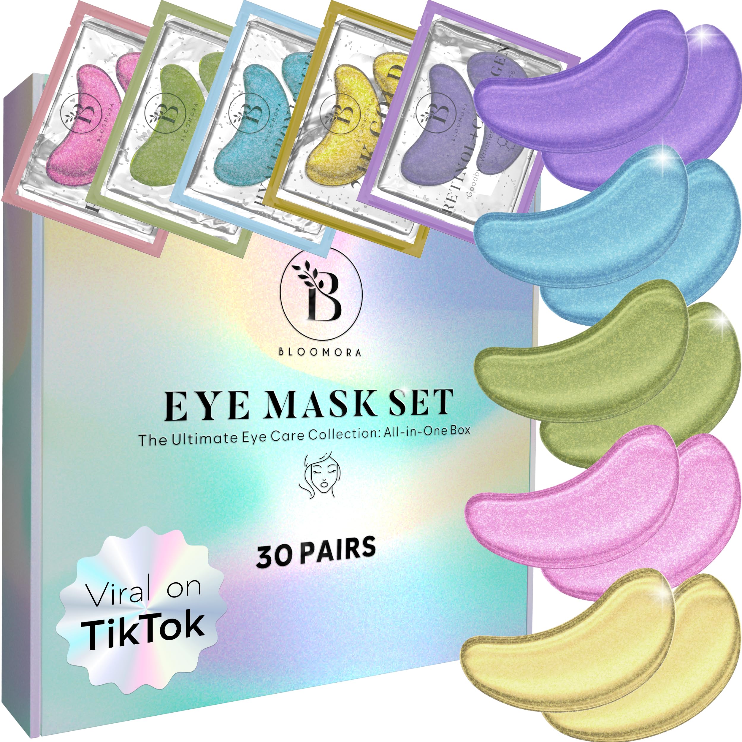 Variety Under Eye Gel Patches (30 Pairs) - Masks for Puffiness & Dark Circles - Collagen Eye Patches