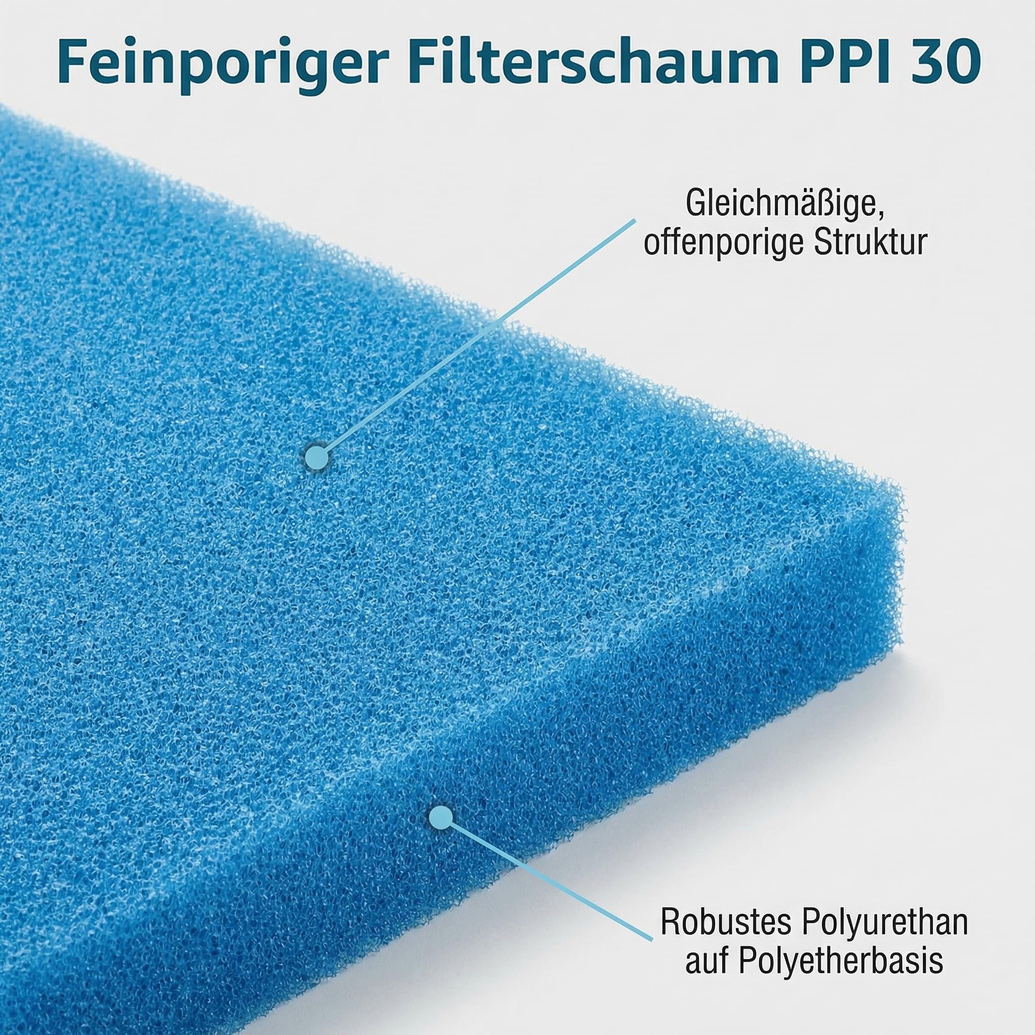 Pondlife Filterschaum blau 100x100x5 cm PPI 30 fein, Filtermatte Teich und Aquarium, zuschneidbar, zur optimalen Verwendung als Filtermedium in Teichfiltern