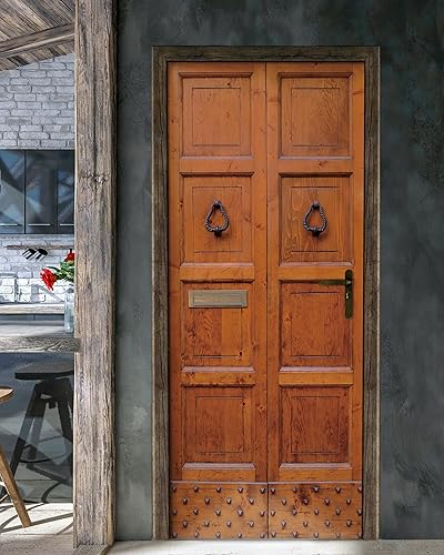 Miniatura 5 de FLFK Adhesivo mural para puerta, madera vintage, despegar y pegar, tamaño combinado 32 x 80 pulgadas, dividido en 2 piezas
