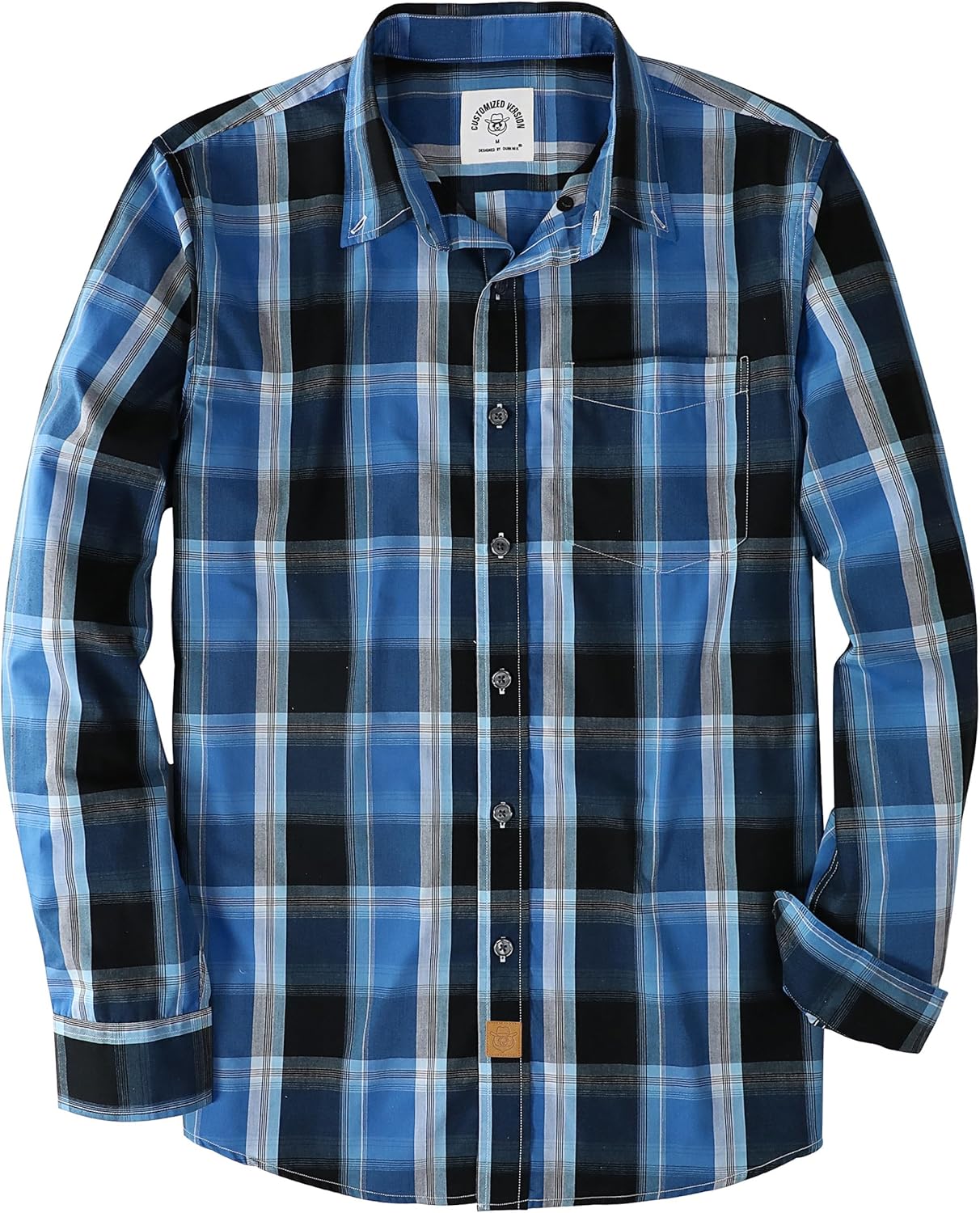 Dubinik® Mens Long Sleeve Button Down Shirts Plaid Casual Work Cotton Vintage Soft with Pocket Regular Fit