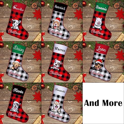 Miniatura 2 de Medias de Navidad de raza de perro personalizadas con texto de nombre regalos de decoración de calcetines de Navidad personalizados para perros y