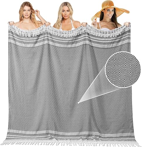 Miniatura 5 de Genovega Manta grande de verano, decoración bohemia neutra para cama, sofá, silla, decorativa, ligera, mexicana, bohemia, algodón, blanco, crema,