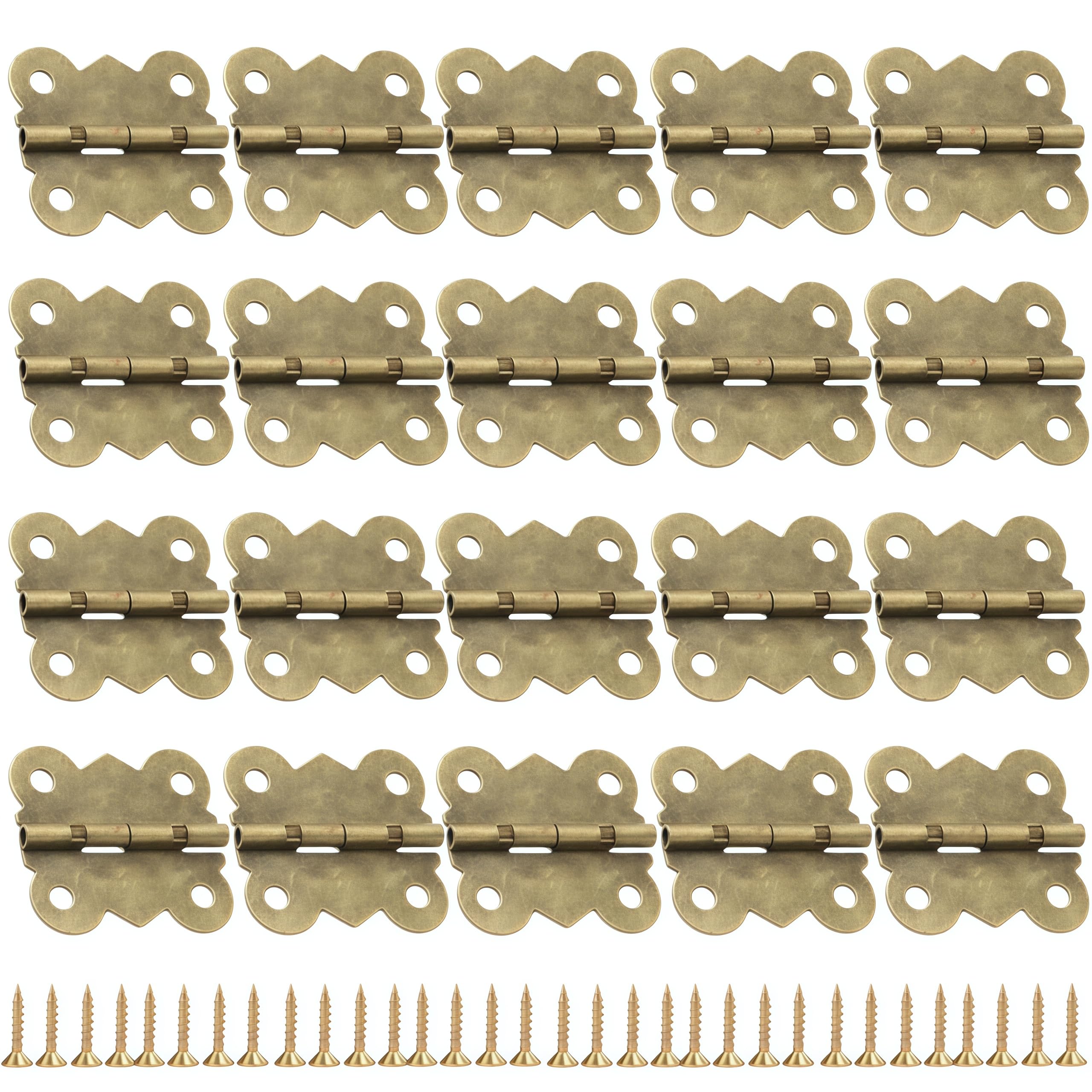 Vbnexyr Bronze 20 Piece Butterfly Shaped 1 Inch Hinge 90 Degree Jewelry Box Hinge Wooden Box Connecting Piece Accessories Antique