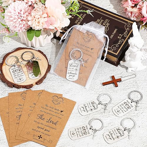 Miniatura 4 de 24 juegos de llaveros cristianos con versículo de la Biblia, llavero de cruz a granel religioso para mujeres y hombres, Navidad