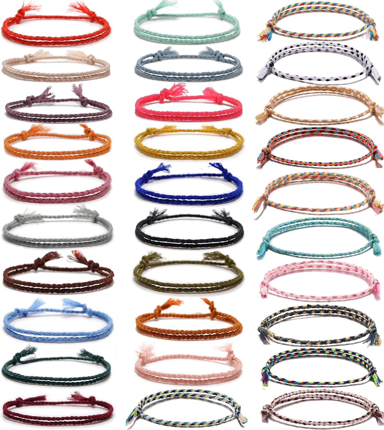 SAMOCO 30PCS Handmade Colorful Woven Friendship Bracelets for Women Men - Adjustable Braided Wrap Wristbands, Birthday Party Favors Gifts
