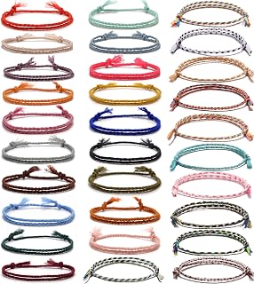 SAMOCO 30PCS Handmade Colorful Woven Friendship Bracelets for Women Men - Adjustable Braided Wrap Wristbands, Birthday Party Favors Gifts
