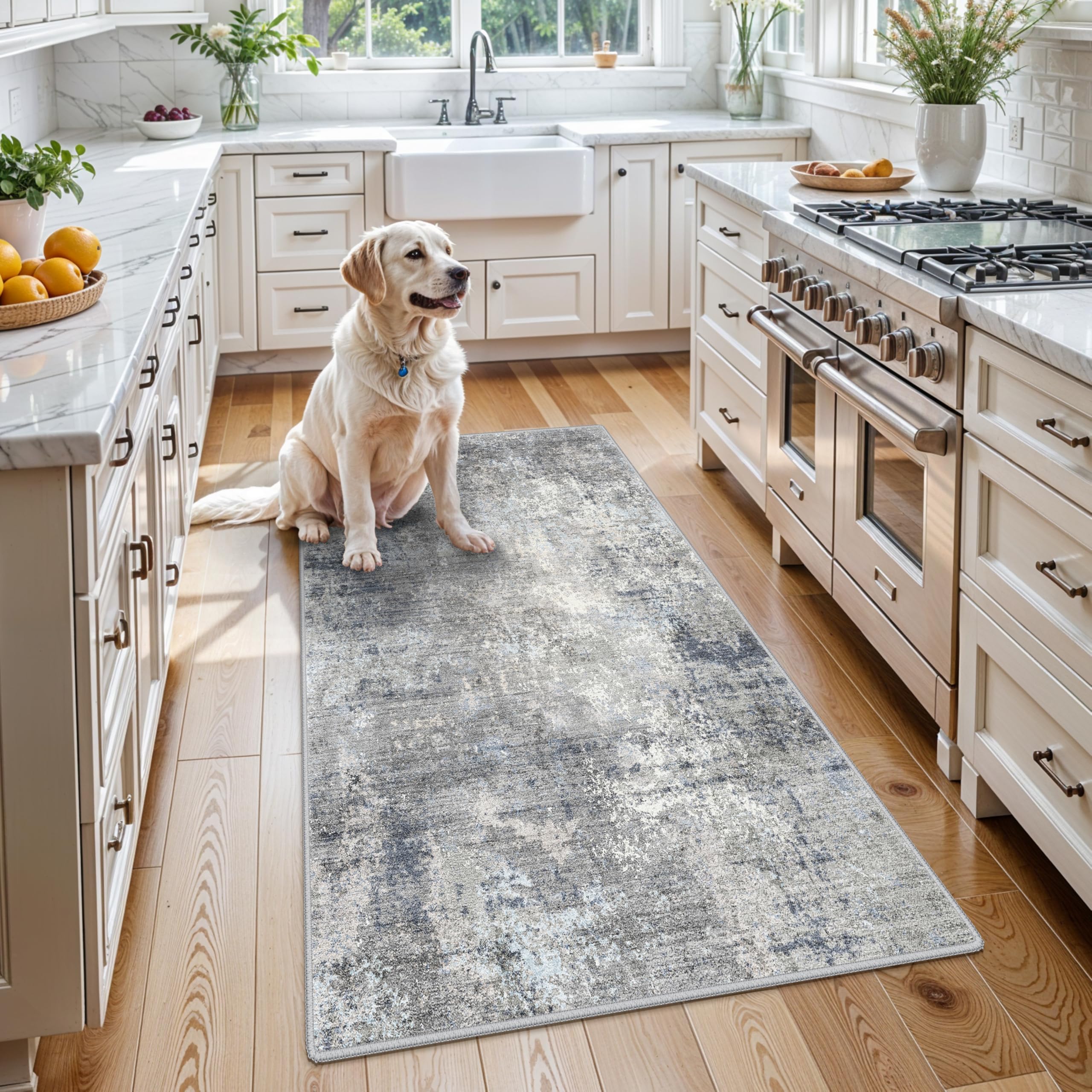 BYYVOO 3x5 Washable Non-Slip Rug (Blue Gray)