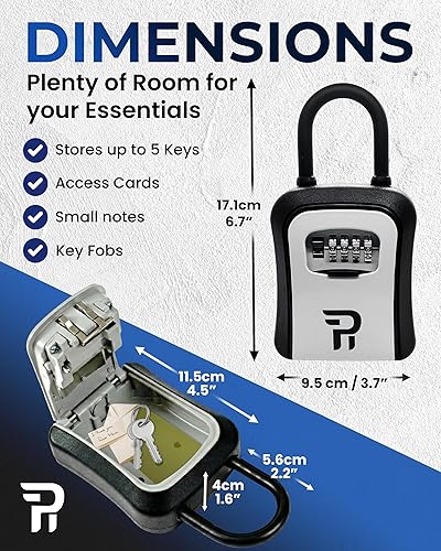 Miniatura 4 de Rudy Run - Caja para llaves con clave para exteriores, con montaje en pared para ocultar las llaves de la casa, caja de seguridad impermeable