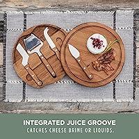 Vista 3 de TOSCANA - a Picnic Time Brand Circo - Juego de tabla de queso y cuchillos, juego de tablas de charcutería, tabla de cortar de madera, madera