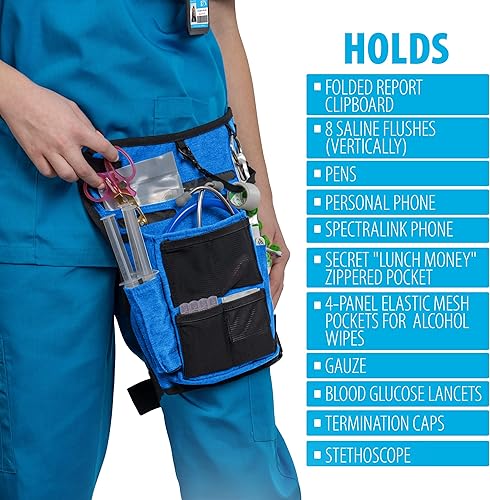 Miniatura 5 de Riñonera de enfermera con banda elástica para las piernas, bolsa de herramientas organizadora de cintura con múltiples compartimentos para