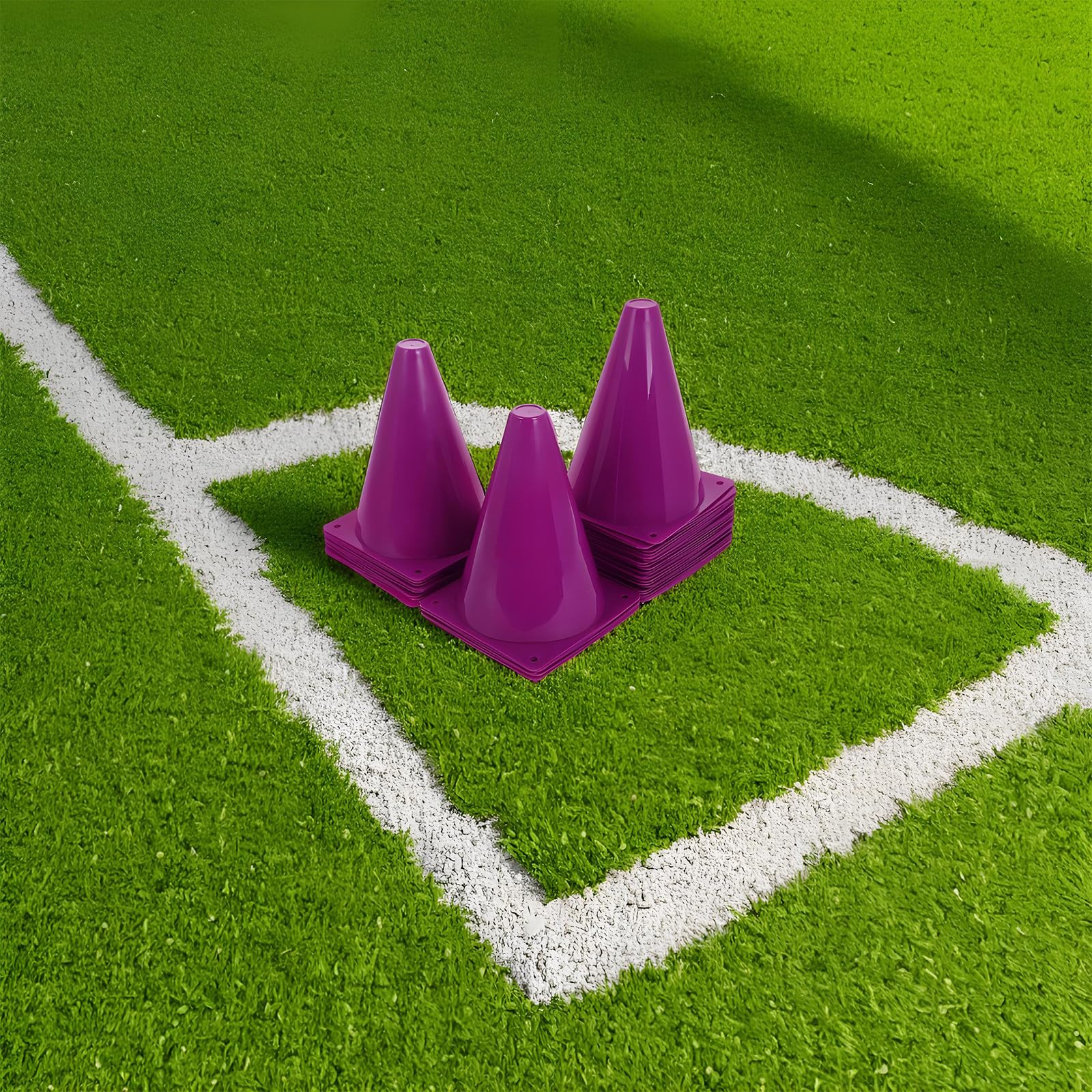 Zerodeko 40 Conos de Entrenamiento de Fútbol de Plástico Púrpura Diseño Fácil de Transportar para Ejercicios y Prácticas Deportivas