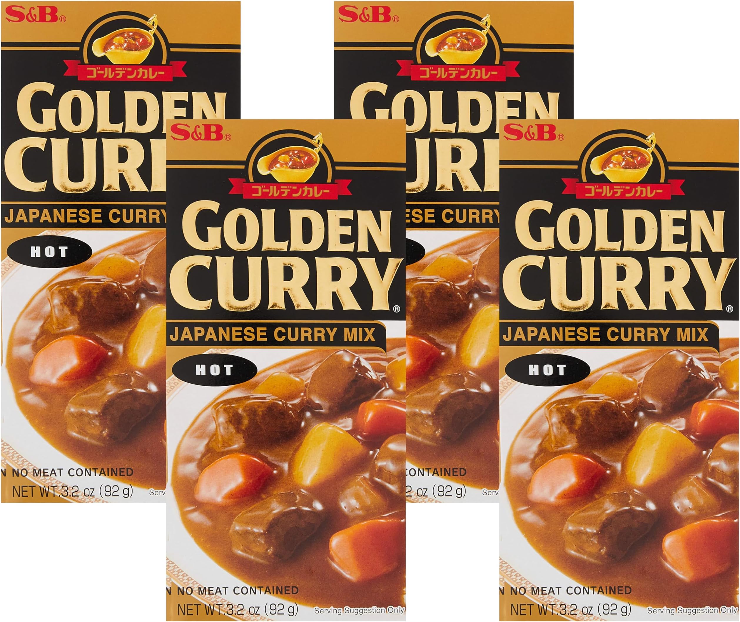 Golden Curry Sauce Mix, Hot, 3.2 oz (Pack of 4)