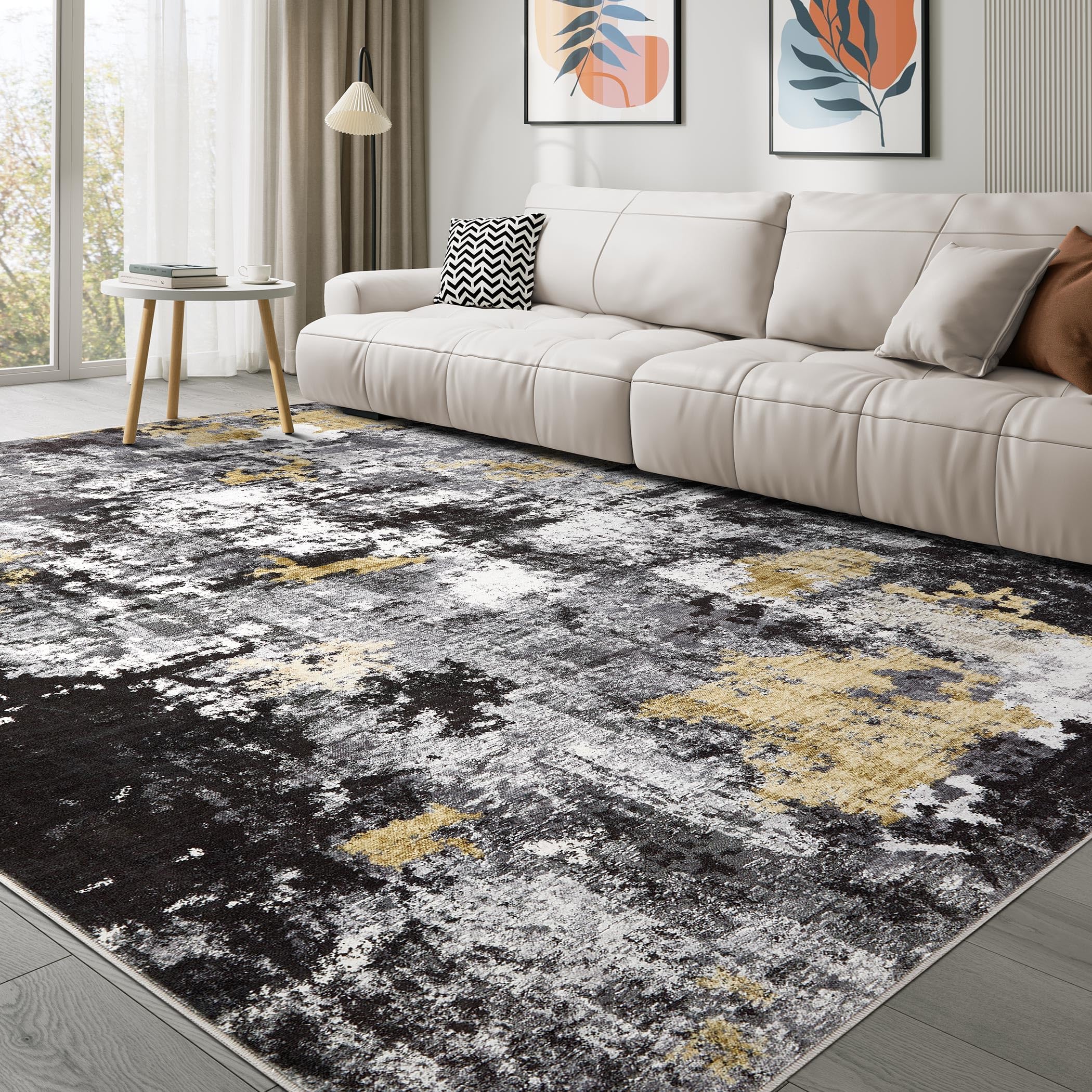 TARANCH black gold 10x12 abstract rug
