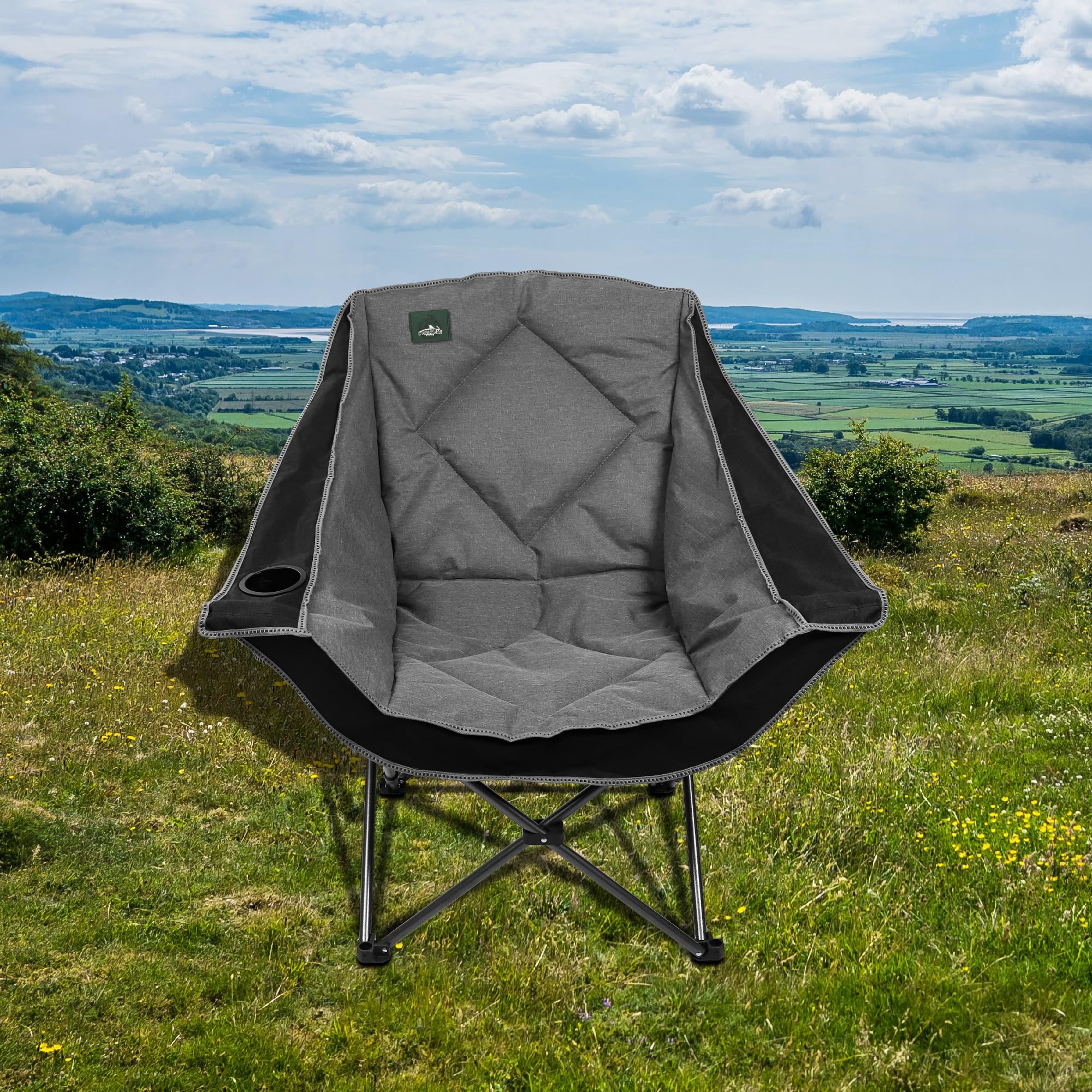 Northroad Übergroßer Faltbarer Campingstuhl für Strand, Wandern und Picknicks, Heavy-Duty 300-lbs Kapazität, mit 2 Getränkehalter