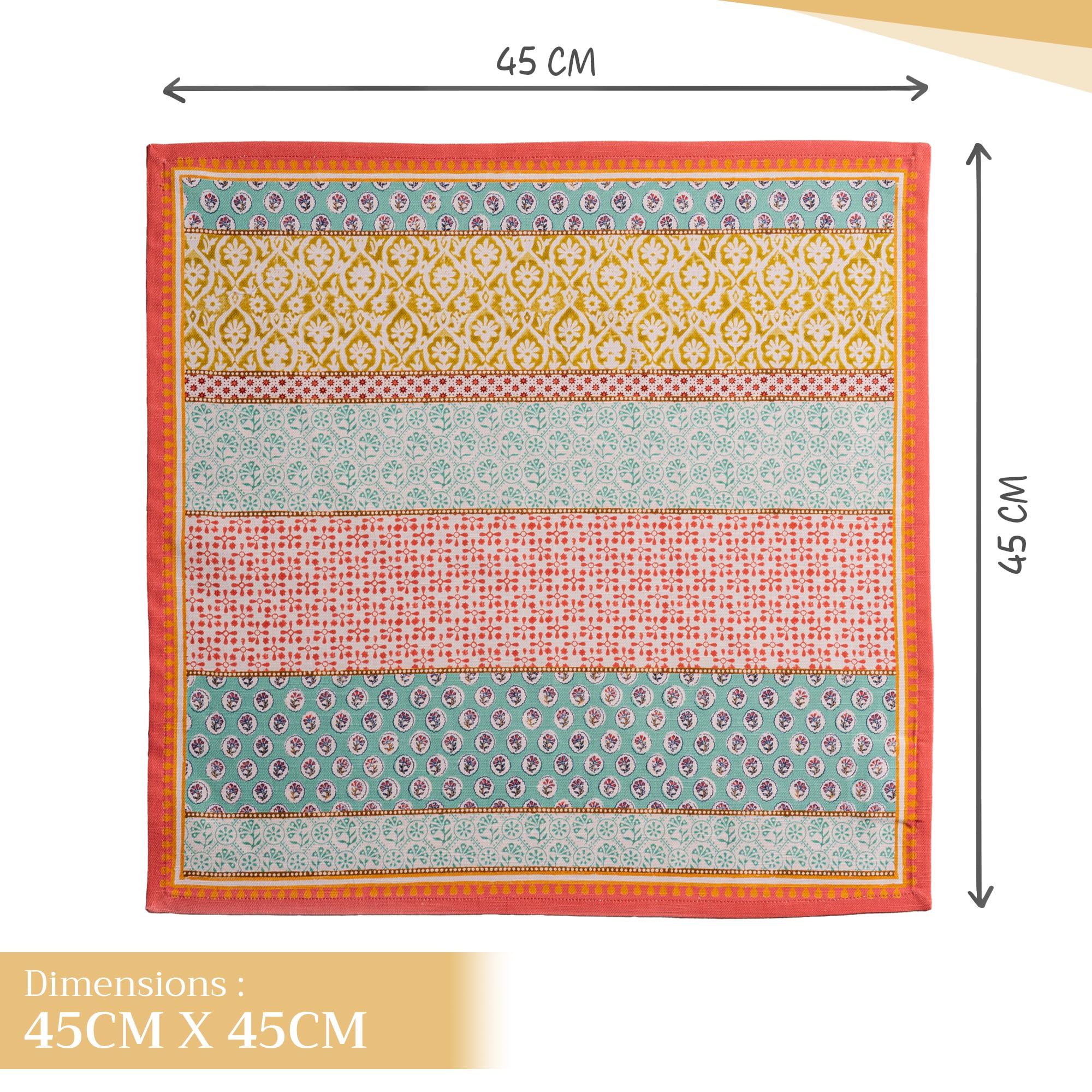 Maison d'Hermine - Servilletas de tela (100% algodón, 45 x 45 cm, 4 unidades)