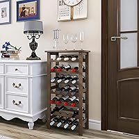 Vista 17 de SMIBUY Bamboo Wine Rack, 28 Bottles Display Holder with Table Top, 7-Tier Free Standing Storage Shelves for Kitchen, Pantry, Cellar, Bar (Grey)