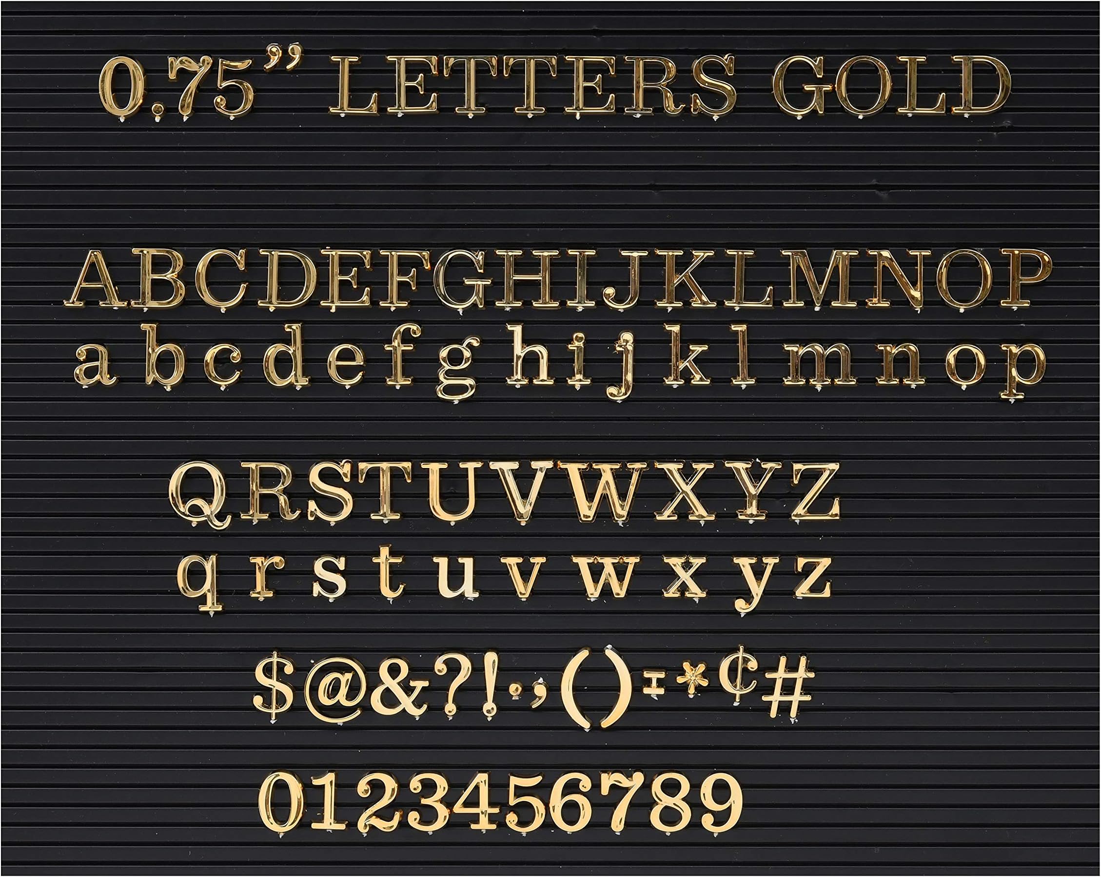 Veskaoty 3/4 Inch Letters for Felt Letter Boards,250 Pieces Including Letters, Numbers & Symbols for Changeable Plastic Message Boards (Gold)