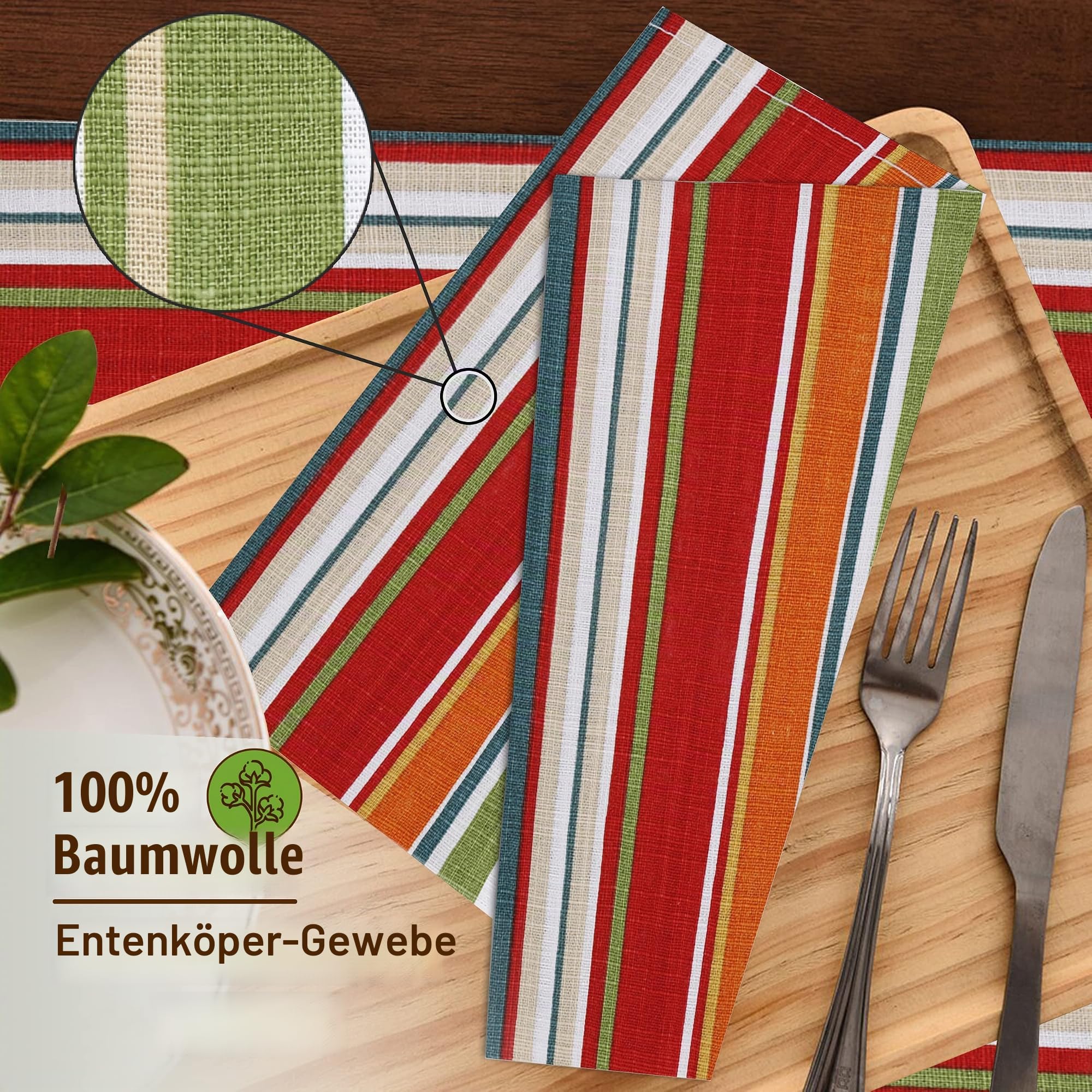 RUVANTI Stoffservietten, 100% Baumwolle, waschbare Servietten, weich, saugfähig, 6er-Set, 45,7 x 45,7 cm Baumwollservietten für Partys, Weihnachten, Thanksgiving, Hochzeiten, Dinner-Servietten