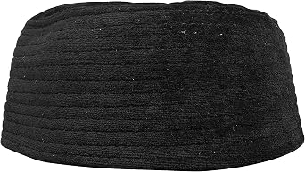 TheKufi Black Semi-Rigid Handmade Shiny Velvet Muslim Kufi Hat Taqiya Takke Peci
