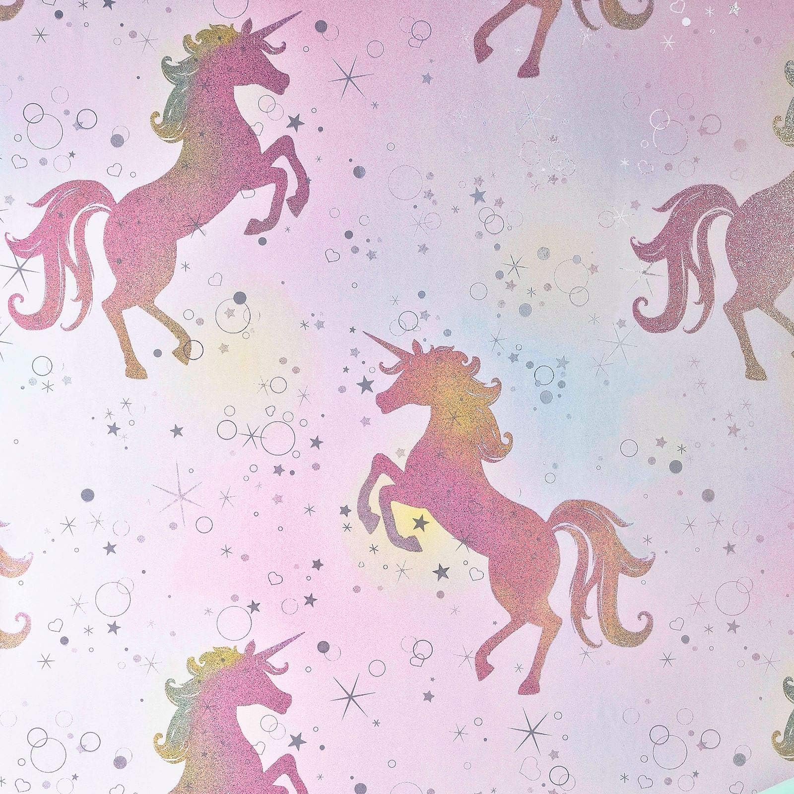 Coloroll Be Dazzled Dancing Unicorn Rainbow Wallpaper M1423 - Childrens Glitter