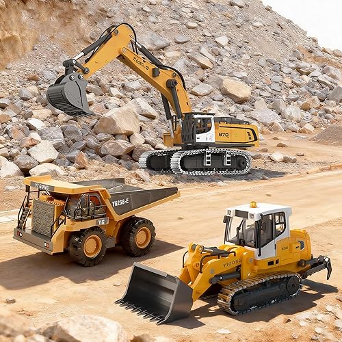 Miniatura 5 de Bulldozer de control remoto de grado profesional para adultos, modelo de construcción a control remoto de microescala de metal con sistema de