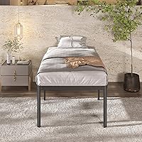 Vista 7 de Base de cama individual de 22 pulgadas con patas de esquinas redondeadas, base de plataforma metálica resistente para cama individual con soporte