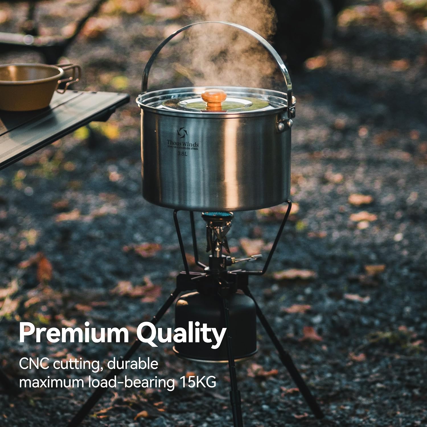 Thous Winds Camping Stove Stand, Backpacking Campfire Tripod with Upper Support, 10.2-14.2 Inch Height Adjustment