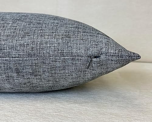 Miniatura 5 de Aiking Home - Funda de almohada tejida de lino sintético fino, tamaño 12 x 24 pulgadas, color gris