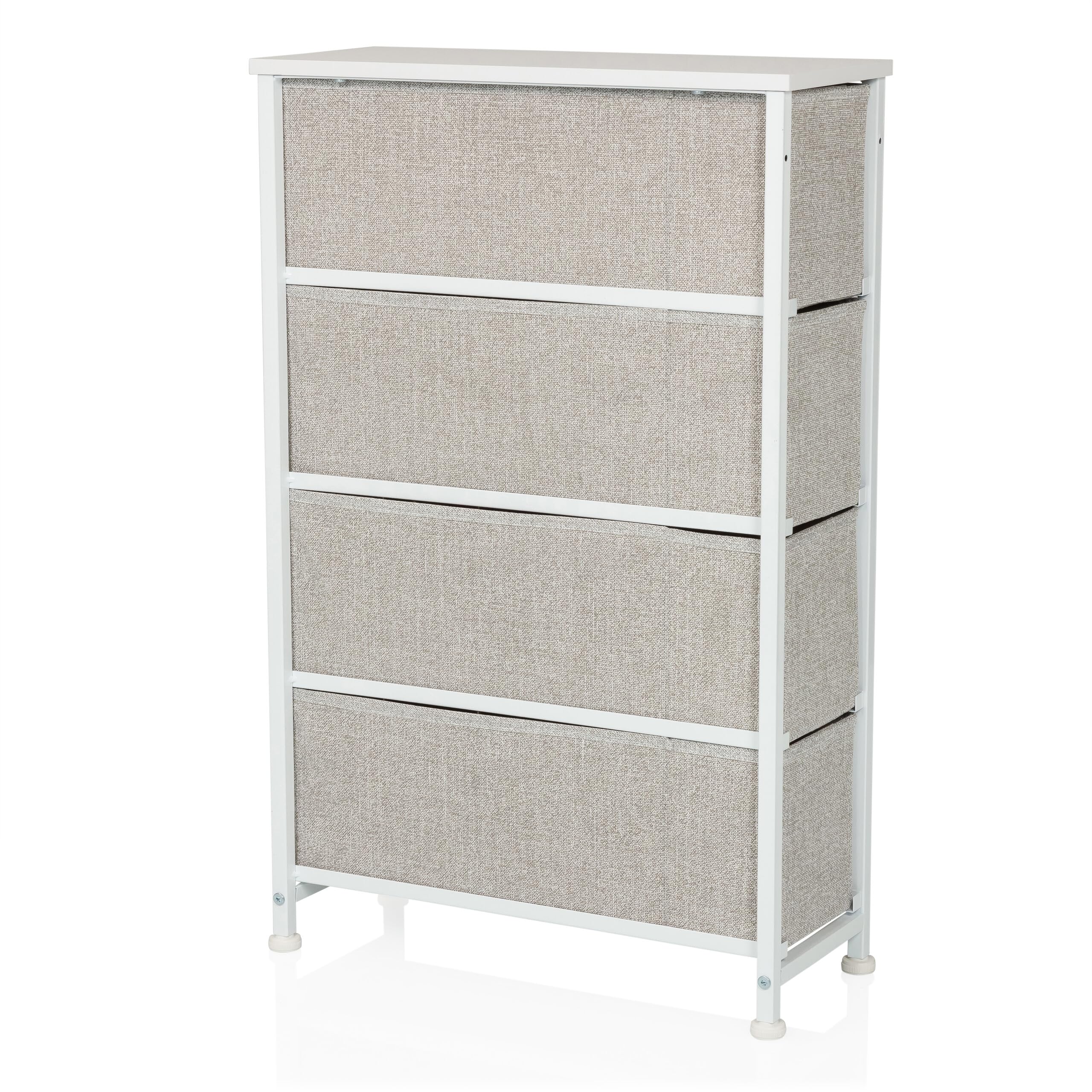 Cassettiera con 4 cassetti in tessuto FOLDRESS S 20x48x76 cm Organizzatore per cassetti, piedini regolabili in altezza, struttura in metallo, grigio