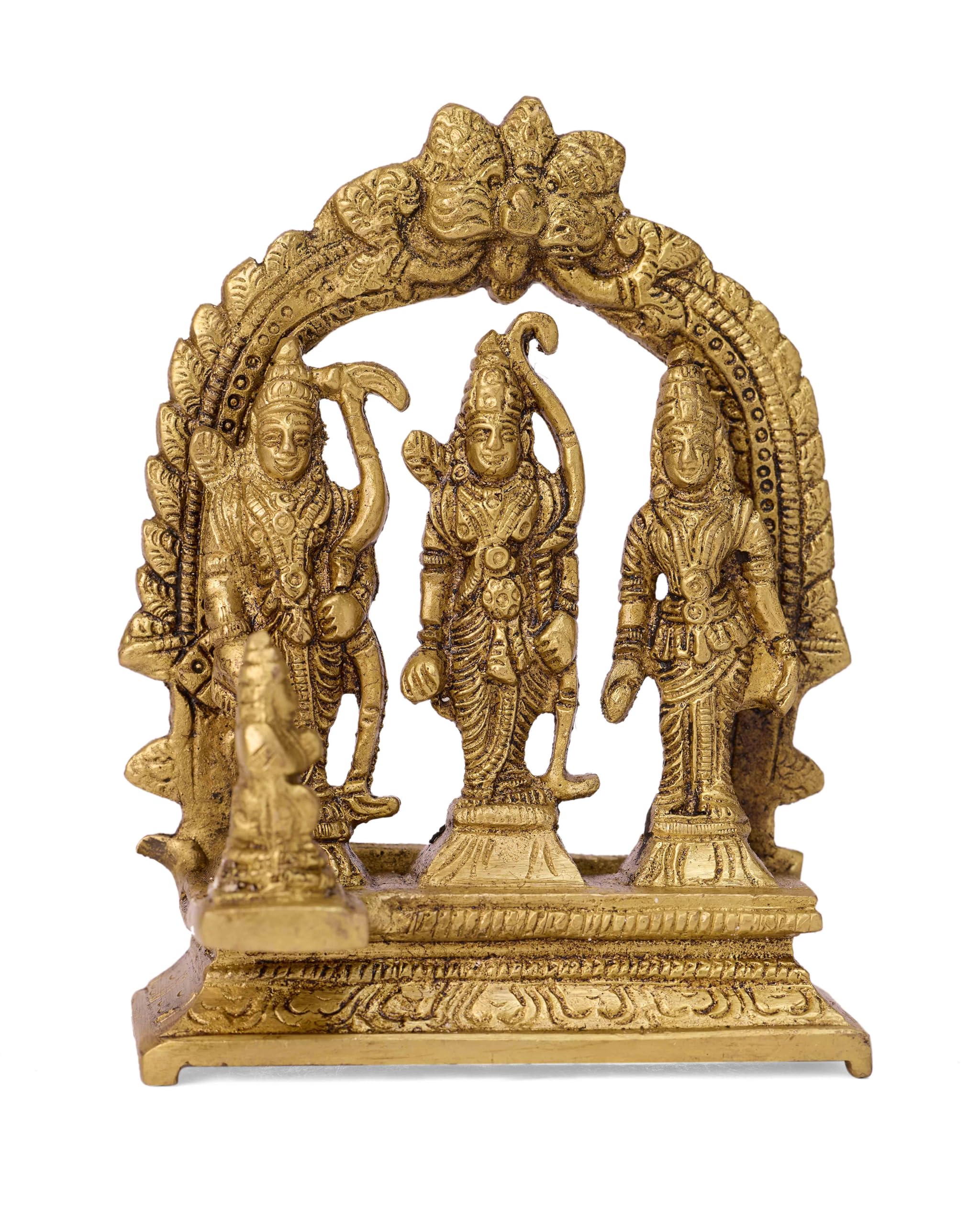 GURU JEE Brass Idol Ram Darbar Statue Lord Rama Laxman Sita Hanuman Religious Gift Indian Art Showpiece Pooja Temple Mandir Home Décor