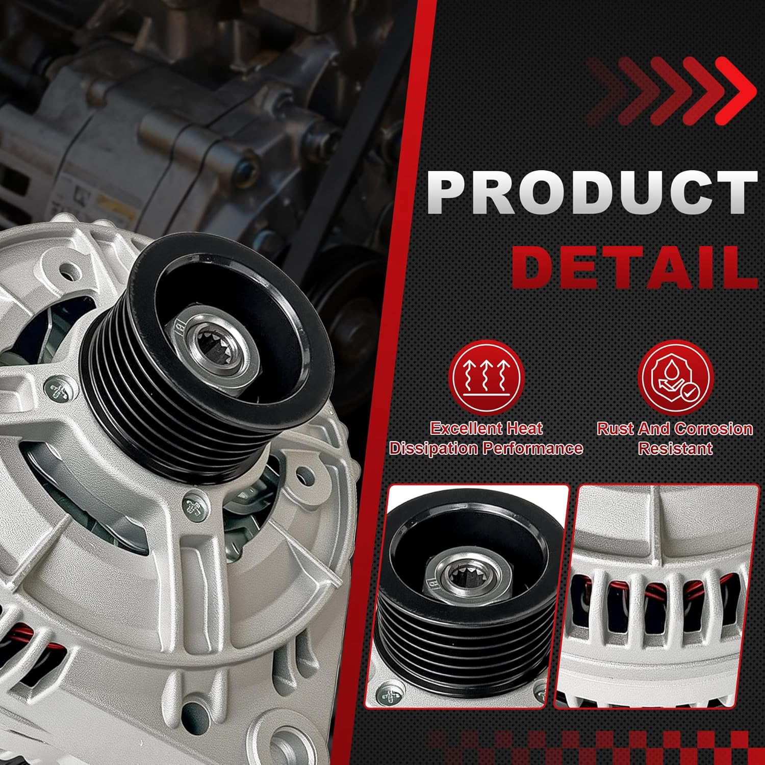 Alternator 12V 115A Compatible With Mercedes-Benz ML320 E320 C280 CLK320 1998-2001/2002 G500 13819N 0101540702