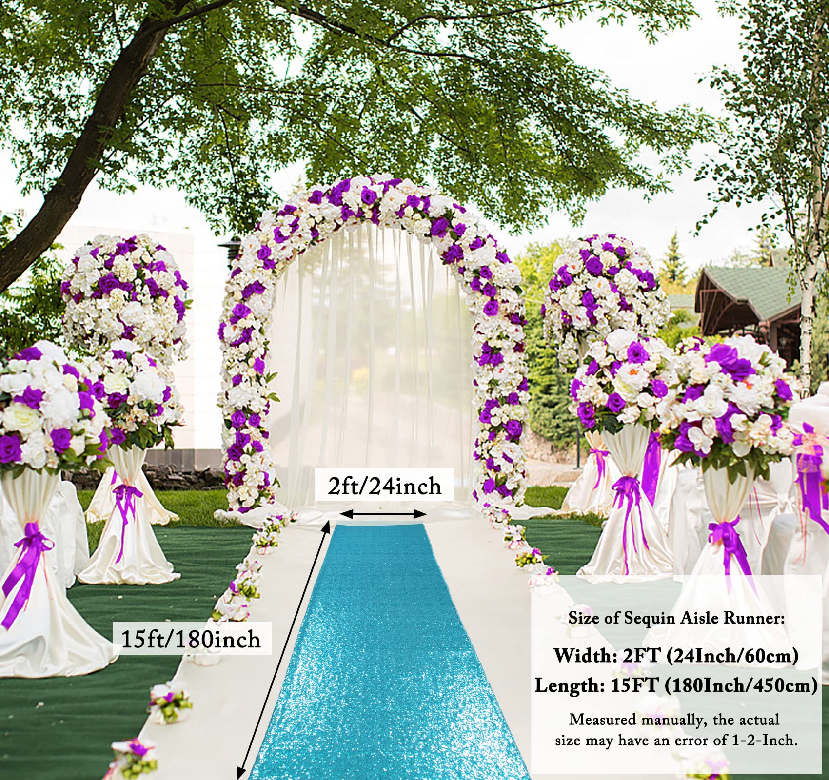 Tappeto Da Corridoio Matrimonio In Paillette Avorio - 2x15 Piedi - Foto 6